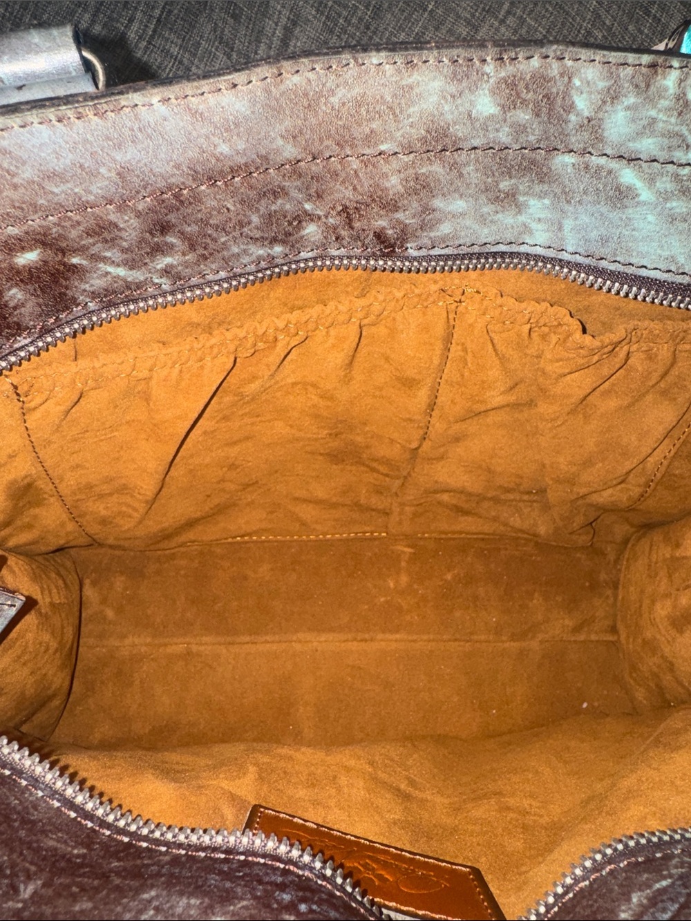 Patricia Nash Bag Vintage Tooled Turquoise and Brown Embossed Tote - Picture 13 of 17